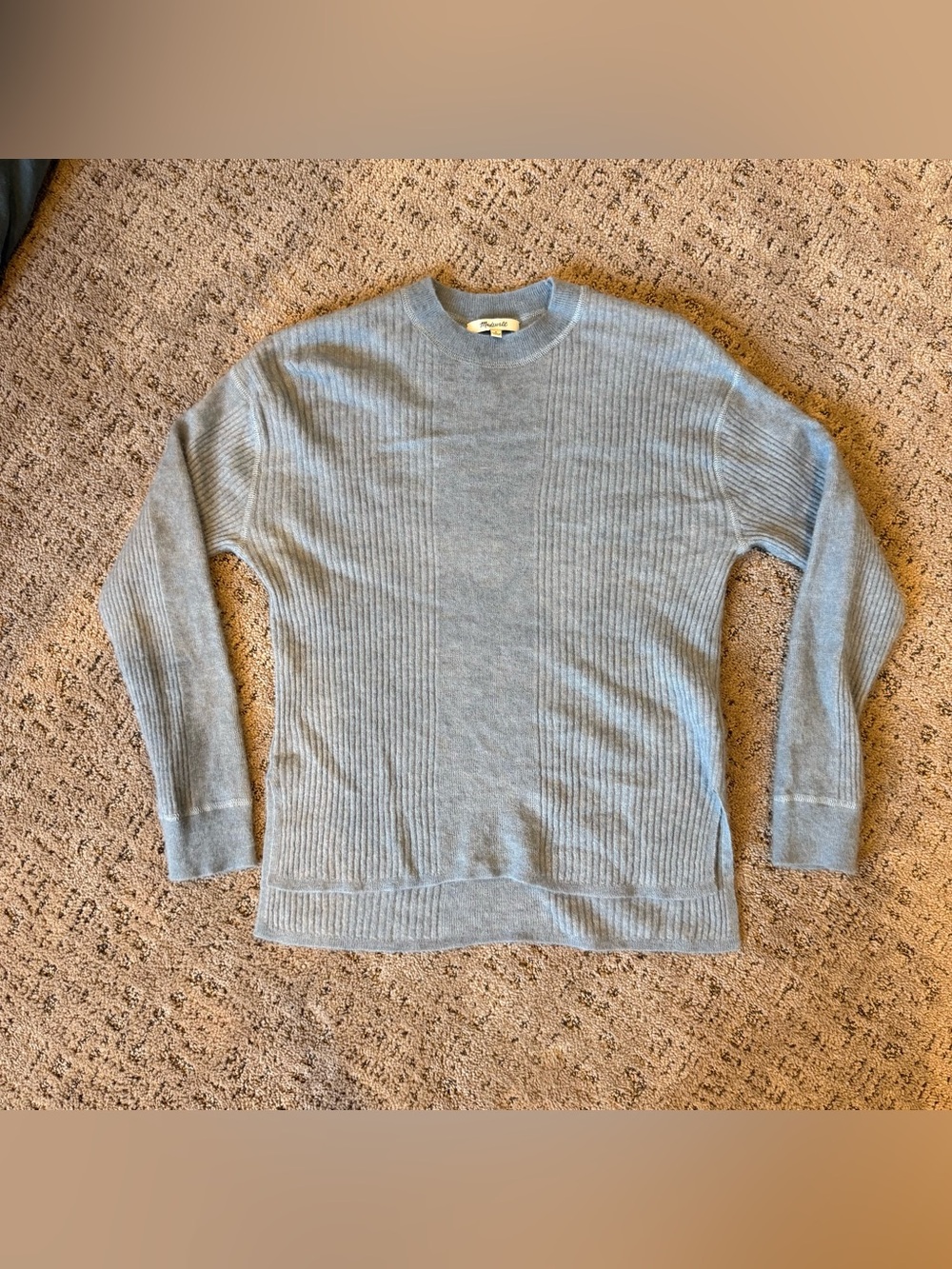 Madewell Light Blue Ribbed Crewneck Sweater